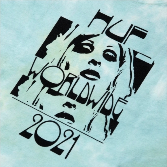 HUF Wasted Darling Tee – Blue Tie-Dye Psychedelic Graphic Shirt | Deadstock M - Picture 3 of 6